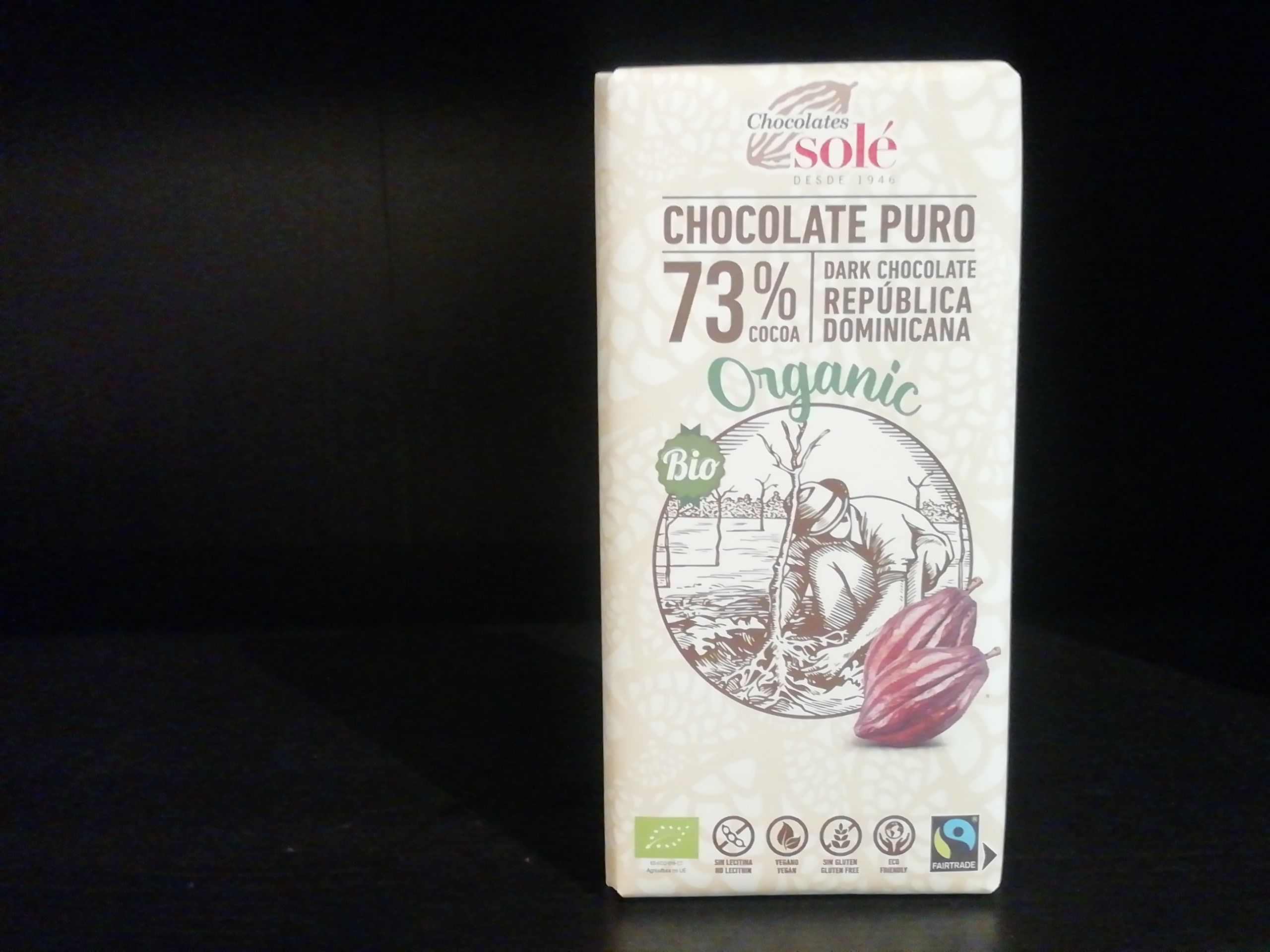 Chocolate 73% cacao Bio 100g Chocolates Solé