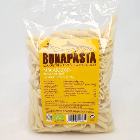 Macarrones blancos de trigo 500g Bio Bonapasta 