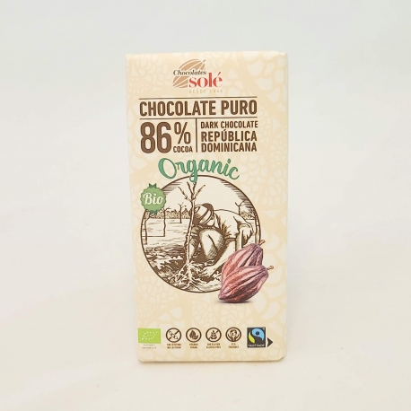 Xocolata 86% cacao Bio 100g Chocolates Solé 