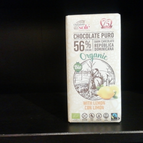 Xocolata amb llimona 56% cacao Bio 100g Chocolates Solé 
